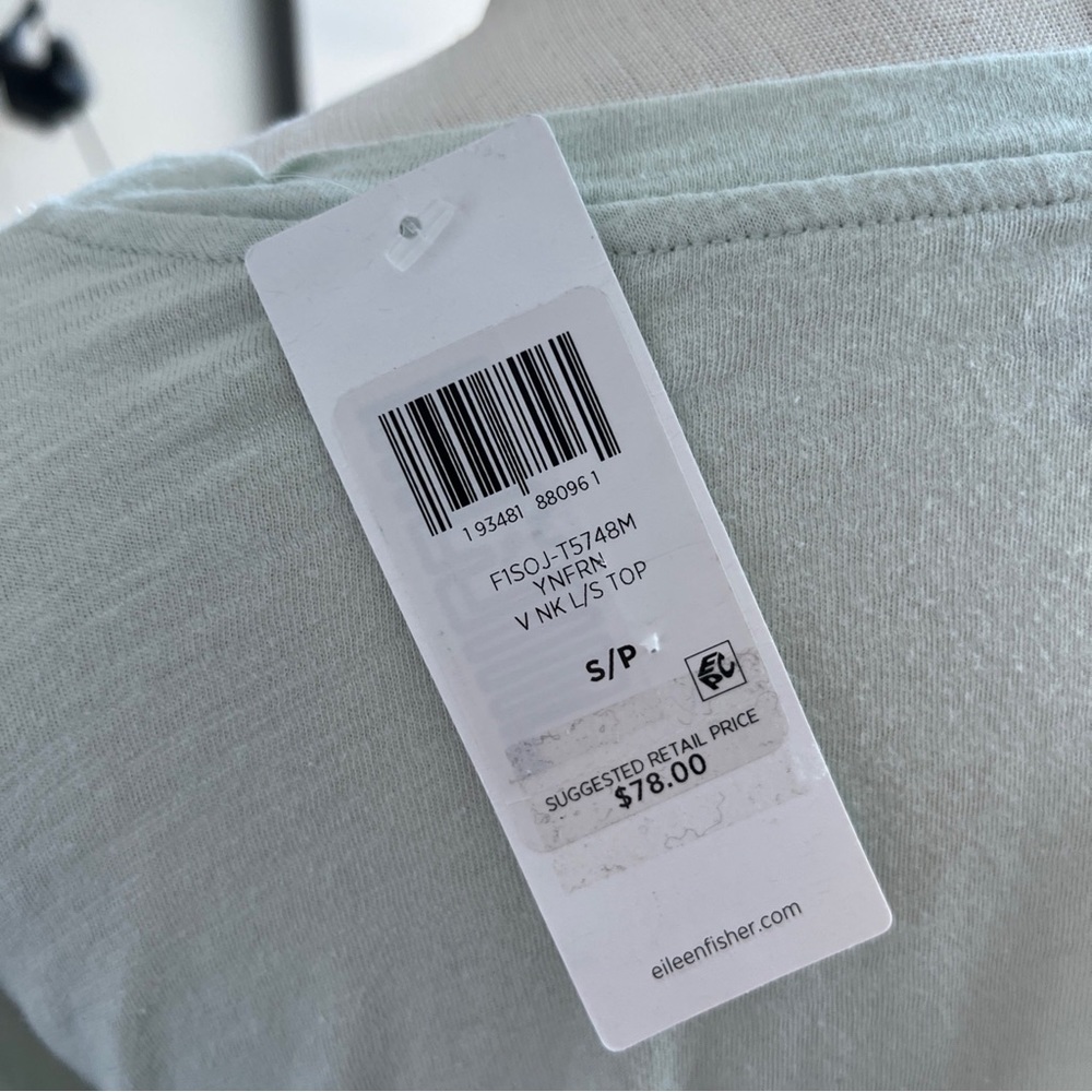 New Eileen Fisher Organic Cotton Slub Long Sleeve Tee in Young Fern - Picture 4 of 6